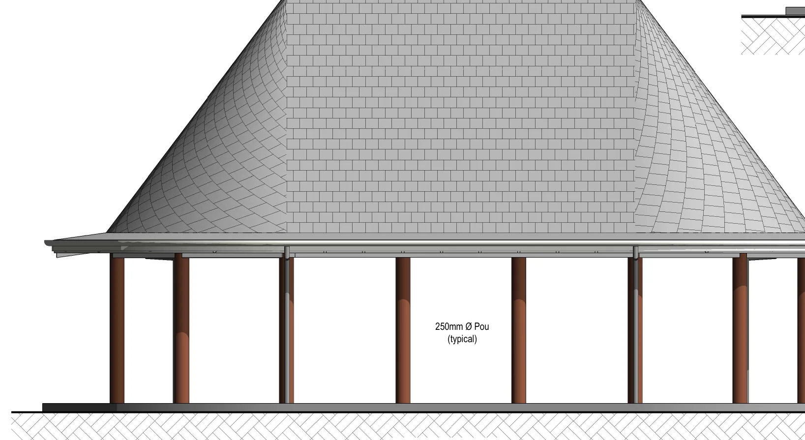 Front elevation drawing of the proposed Fale Pasifika